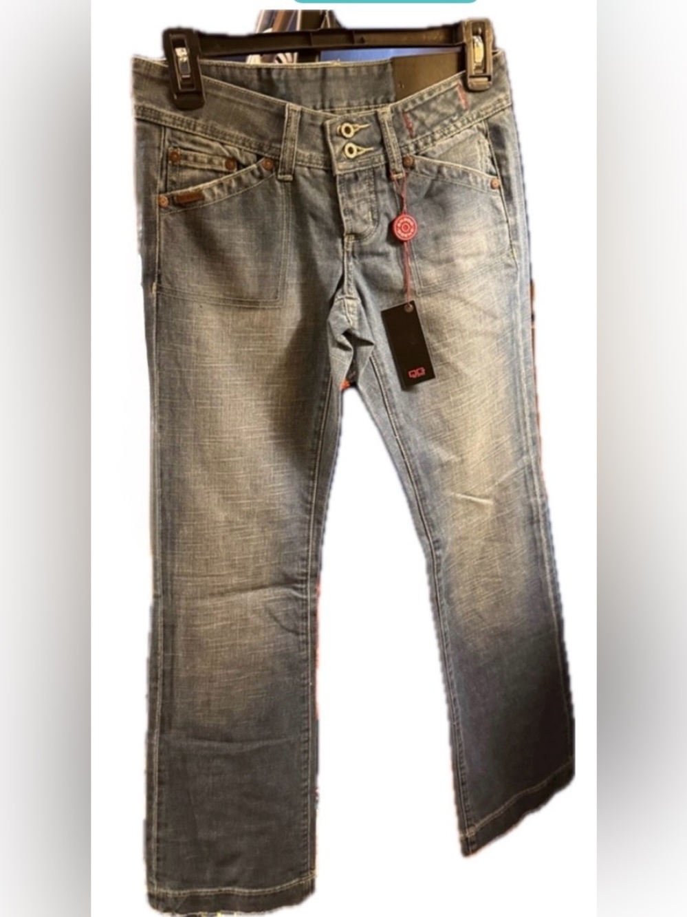 NWT Gene Jeans Size 24 Deadstock Y2K Straight Leg Zip Pockets $110- Retail